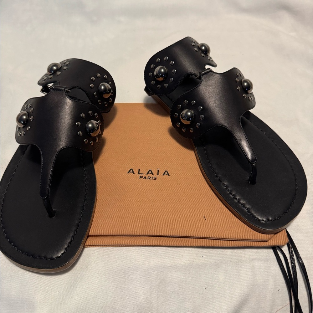 Alaia Black Studded Sandals